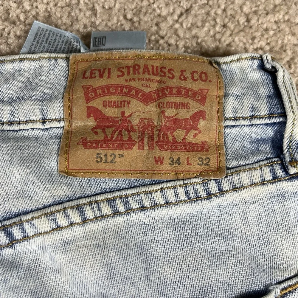 Levis‎ 512 Slim Taper Jeans Mens 34x32 FIT 34x31 ACID Wash DISTRESSED VTG NWT